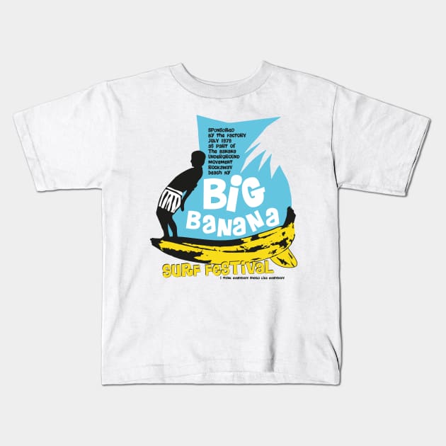 Big Banana Surf Kids T-Shirt by PopGraphics